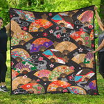 Japanese Hand Fan Pattern Print Quilt