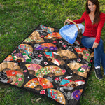 Japanese Hand Fan Pattern Print Quilt