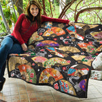 Japanese Hand Fan Pattern Print Quilt