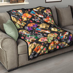 Japanese Hand Fan Pattern Print Quilt