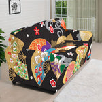 Japanese Hand Fan Pattern Print Sofa Cover