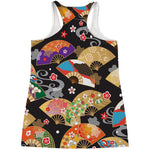 Japanese Hand Fan Pattern Print Women's Racerback Tank Top