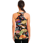 Japanese Hand Fan Pattern Print Women's Racerback Tank Top