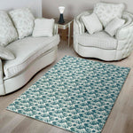 Japanese Kanagawa Wave Pattern Print Area Rug