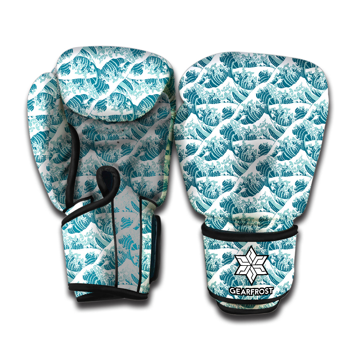 Japanese Kanagawa Wave Pattern Print Boxing Gloves