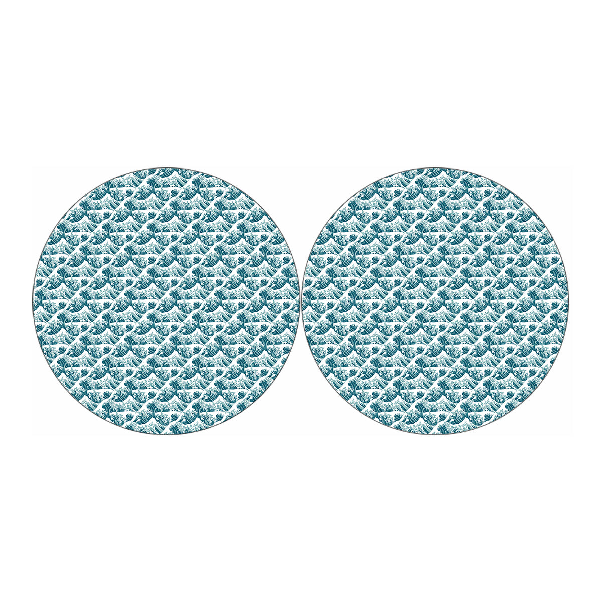 Japanese Kanagawa Wave Pattern Print Car Coasters