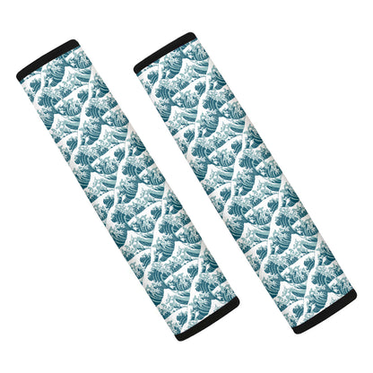 Japanese Kanagawa Wave Pattern Print Car Seat Belt Covers