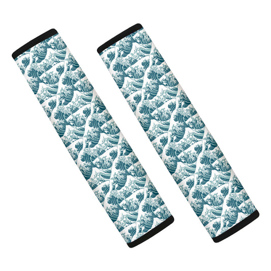 Japanese Kanagawa Wave Pattern Print Car Seat Belt Covers