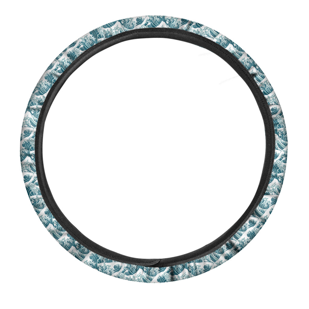 Japanese Kanagawa Wave Pattern Print Car Steering Wheel Cover