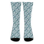 Japanese Kanagawa Wave Pattern Print Crew Socks