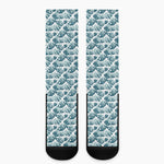 Japanese Kanagawa Wave Pattern Print Crew Socks