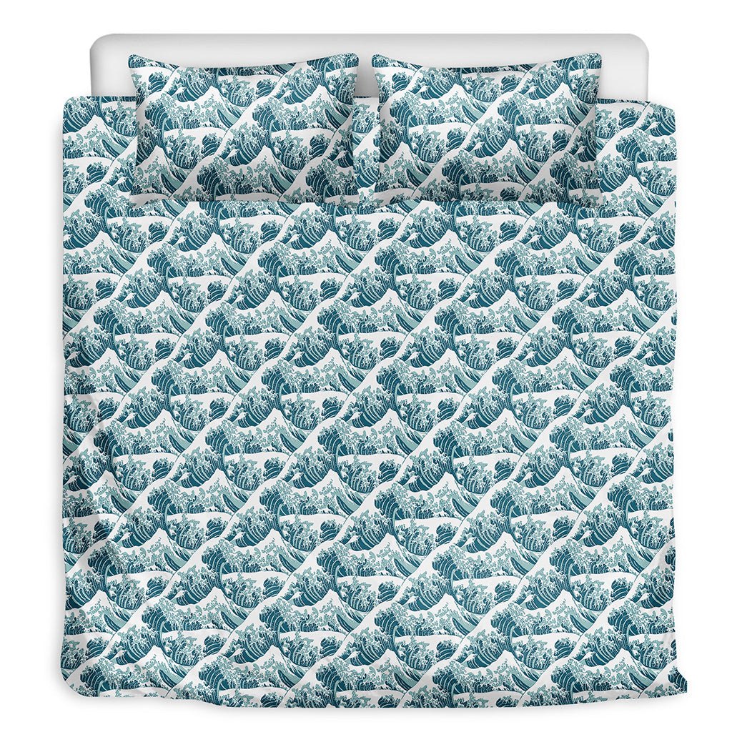 Japanese Kanagawa Wave Pattern Print Duvet Cover Bedding Set