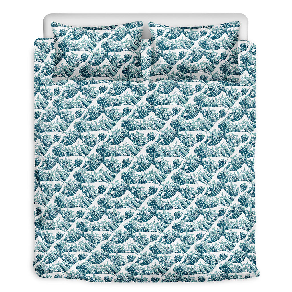 Japanese Kanagawa Wave Pattern Print Duvet Cover Bedding Set