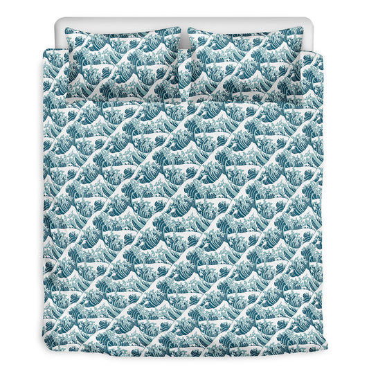 Japanese Kanagawa Wave Pattern Print Duvet Cover Bedding Set