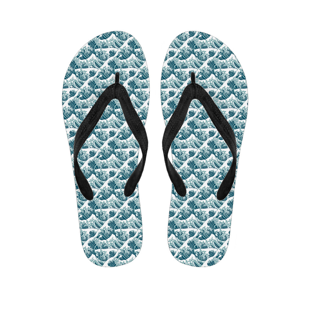 Japanese Kanagawa Wave Pattern Print Flip Flops