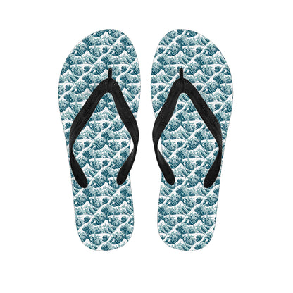 Japanese Kanagawa Wave Pattern Print Flip Flops