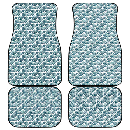Japanese Kanagawa Wave Pattern Print Front and Back Car Floor Mats
