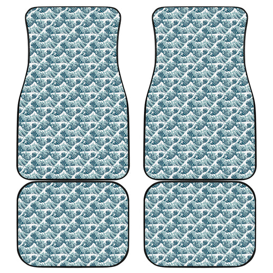 Japanese Kanagawa Wave Pattern Print Front and Back Car Floor Mats