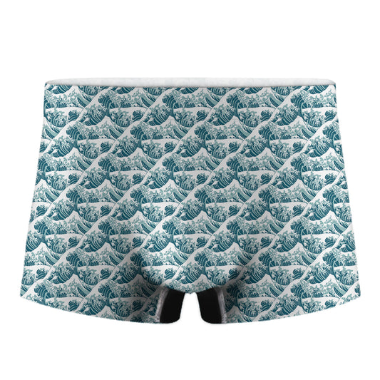 Japanese Kanagawa Wave Pattern Print Men's Boxer Briefs