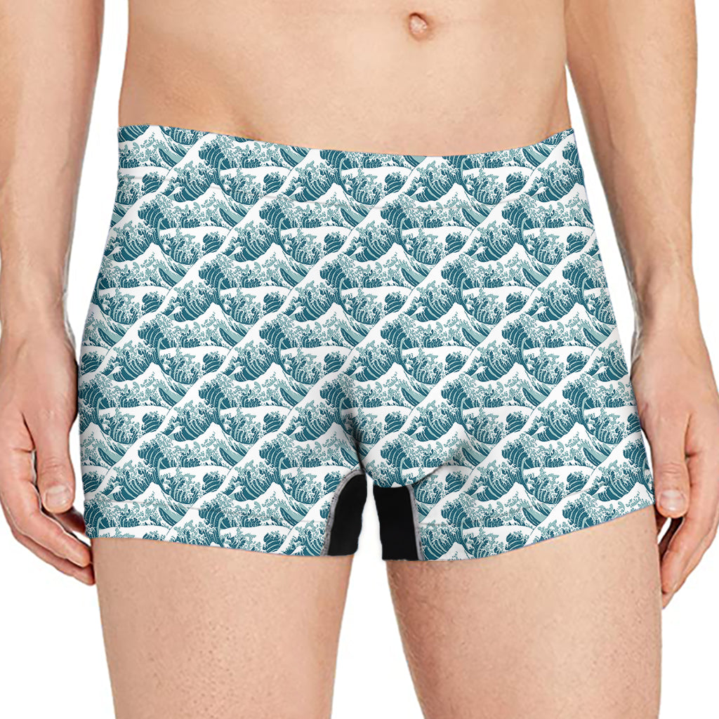 Japanese Kanagawa Wave Pattern Print Men's Boxer Briefs