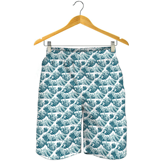 Japanese Kanagawa Wave Pattern Print Men's Shorts