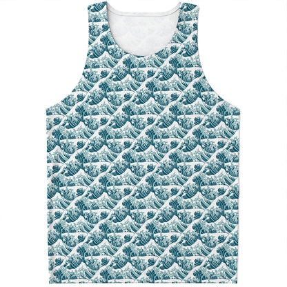 Japanese Kanagawa Wave Pattern Print Men's Tank Top