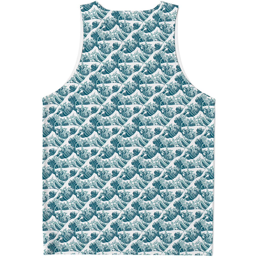 Japanese Kanagawa Wave Pattern Print Men's Tank Top