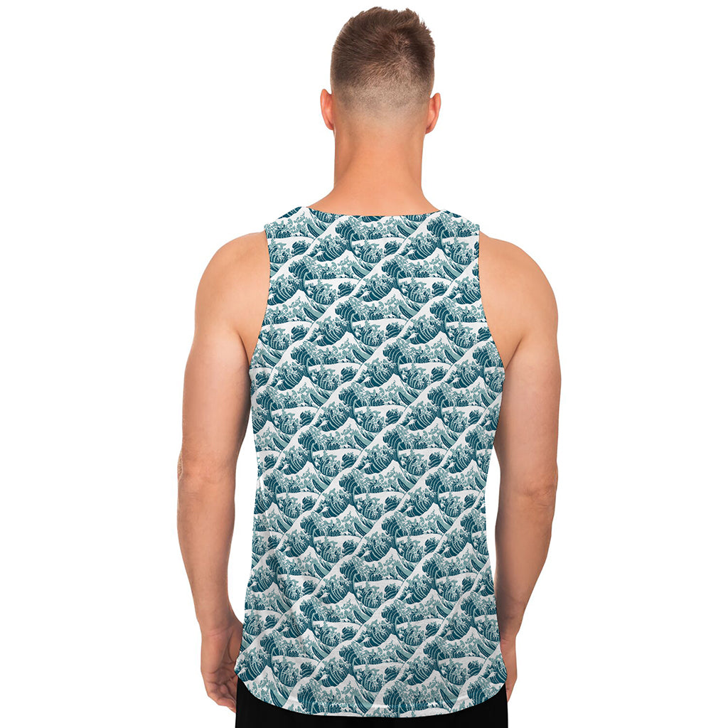 Japanese Kanagawa Wave Pattern Print Men's Tank Top