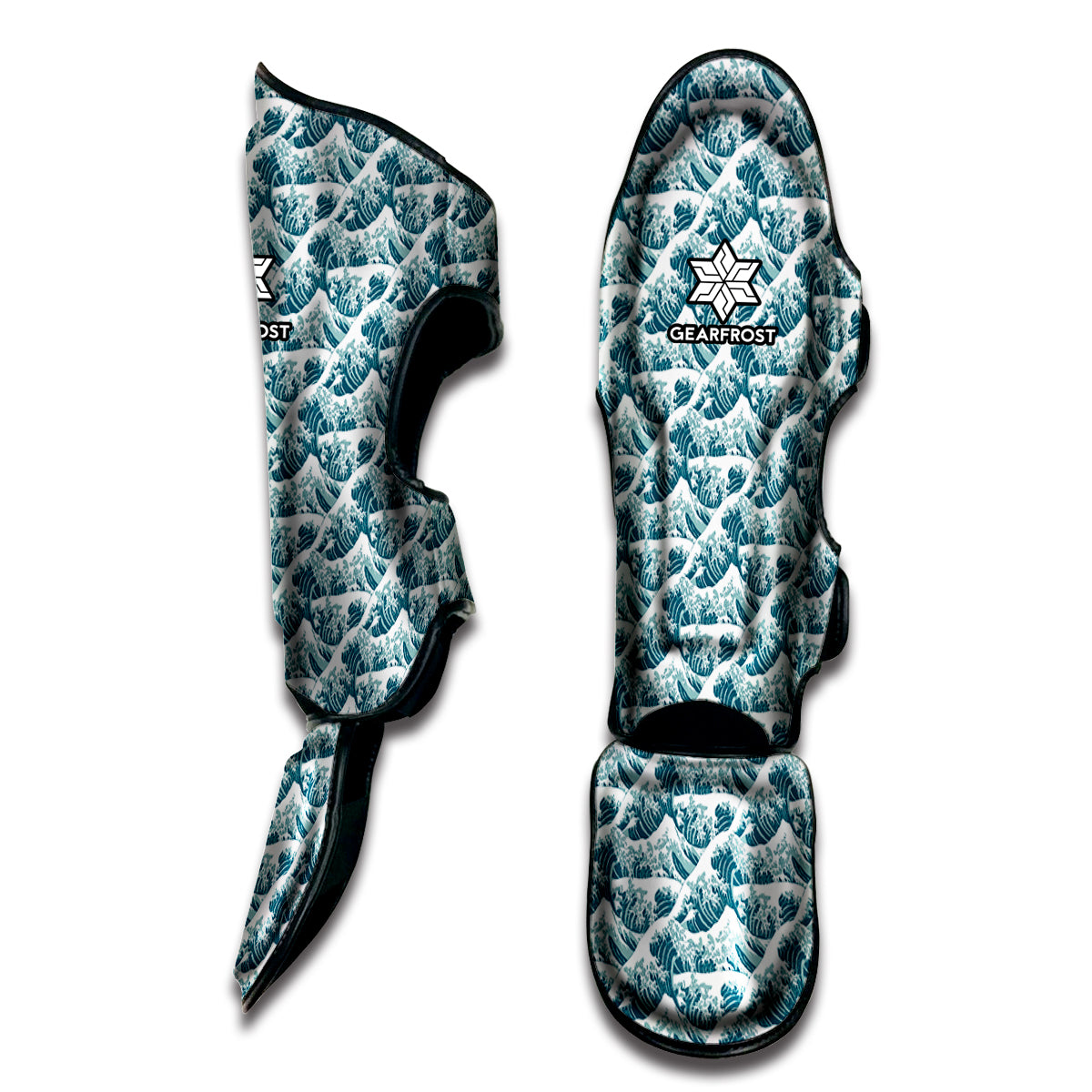 Japanese Kanagawa Wave Pattern Print Muay Thai Shin Guard