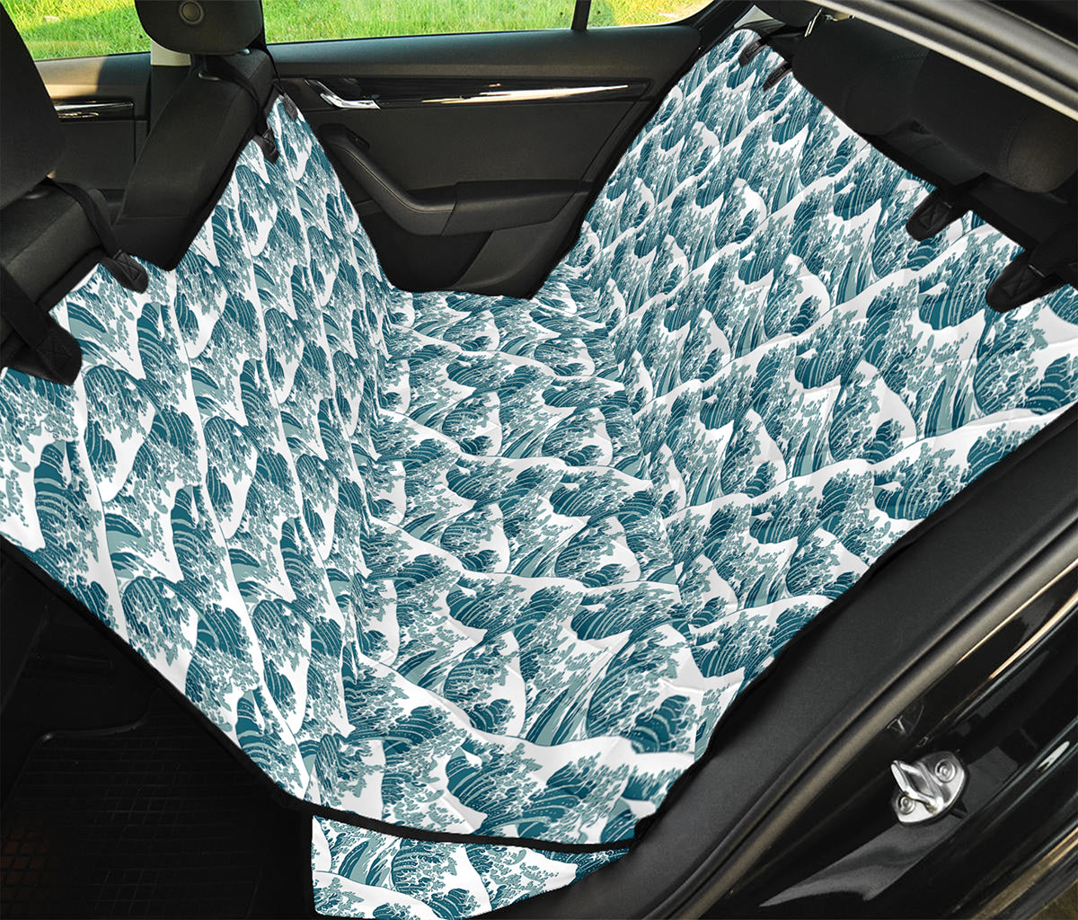 Japanese Kanagawa Wave Pattern Print Pet Car Back Seat Cover
