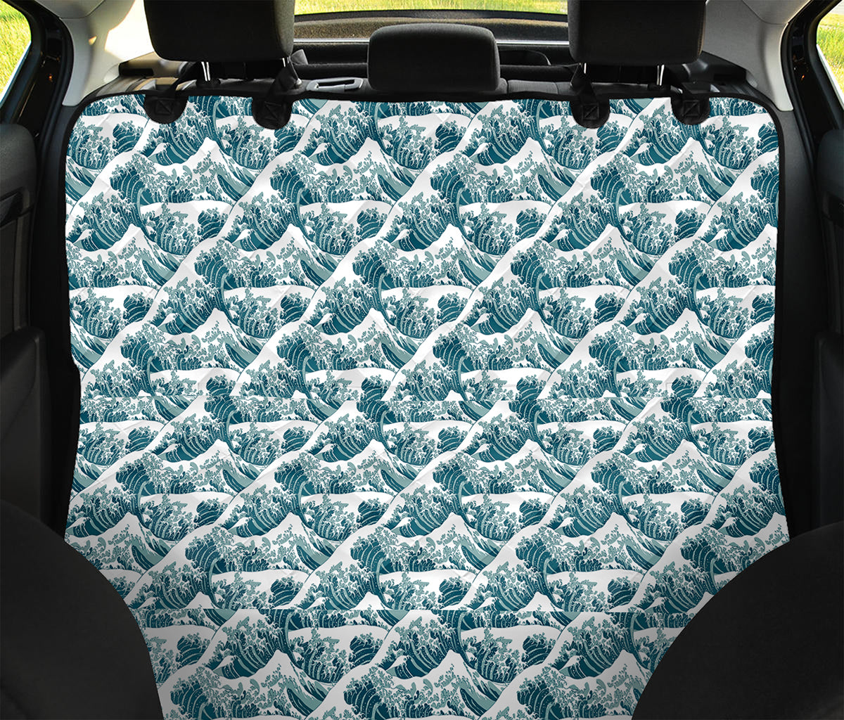 Japanese Kanagawa Wave Pattern Print Pet Car Back Seat Cover