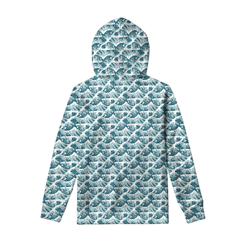 Japanese Kanagawa Wave Pattern Print Pullover Hoodie