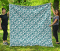 Japanese Kanagawa Wave Pattern Print Quilt