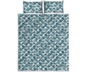 Japanese Kanagawa Wave Pattern Print Quilt Bed Set