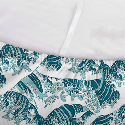 Japanese Kanagawa Wave Pattern Print Sofa Cover