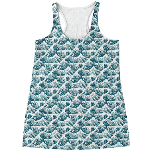 Japanese Kanagawa Wave Pattern Print Women's Racerback Tank Top