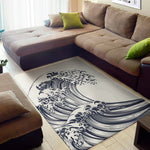 Japanese Kanagawa Wave Print Area Rug