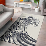 Japanese Kanagawa Wave Print Area Rug