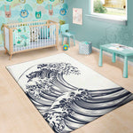 Japanese Kanagawa Wave Print Area Rug