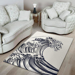 Japanese Kanagawa Wave Print Area Rug