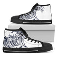 Japanese Kanagawa Wave Print Black High Top Sneakers
