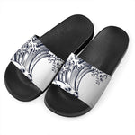 Japanese Kanagawa Wave Print Black Slide Sandals