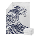 Japanese Kanagawa Wave Print Blanket