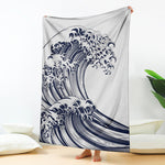 Japanese Kanagawa Wave Print Blanket
