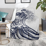 Japanese Kanagawa Wave Print Blanket
