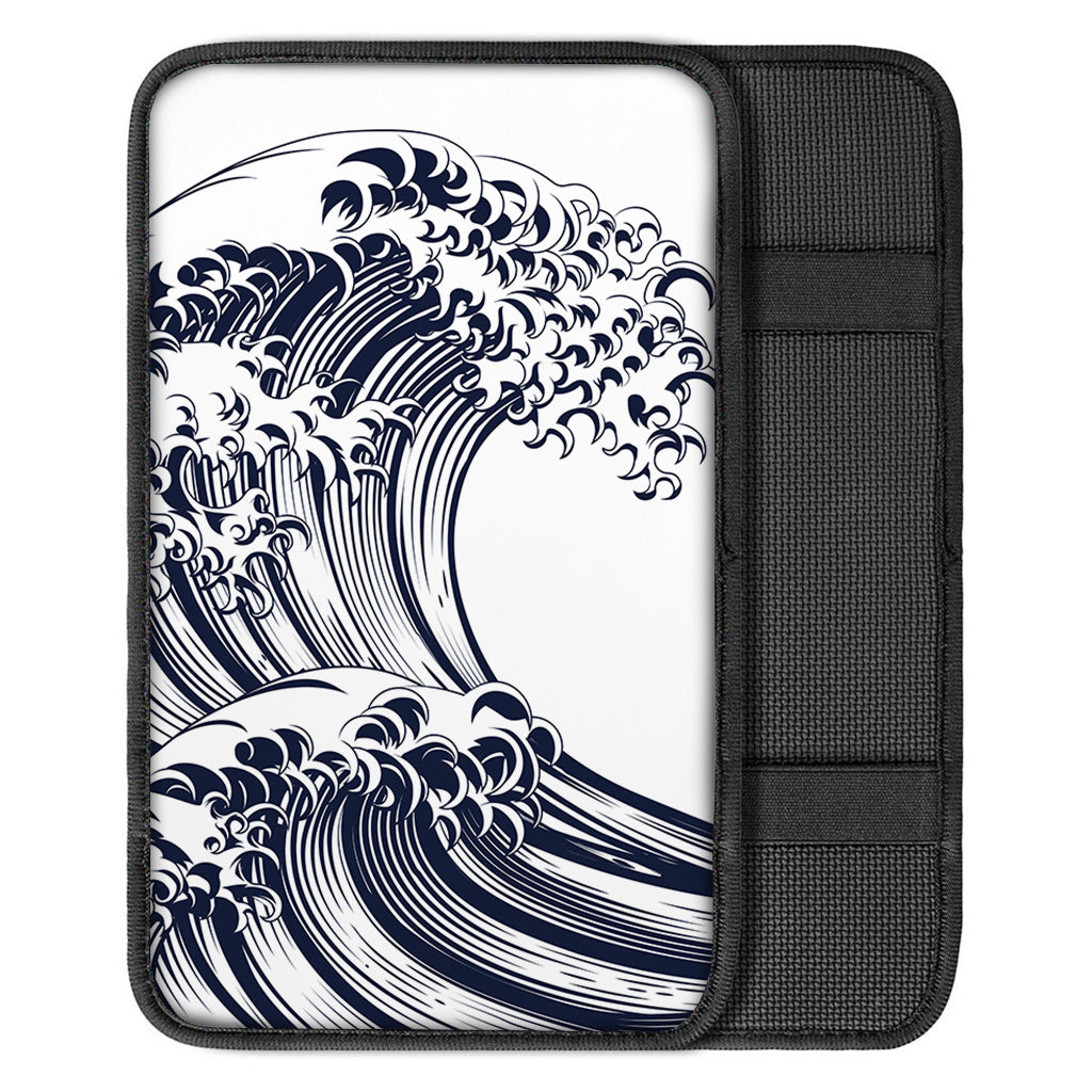 Japanese Kanagawa Wave Print Car Center Console Cover