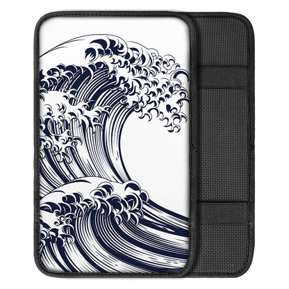 Japanese Kanagawa Wave Print Car Center Console Cover