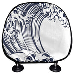 Japanese Kanagawa Wave Print Car Headrest Covers