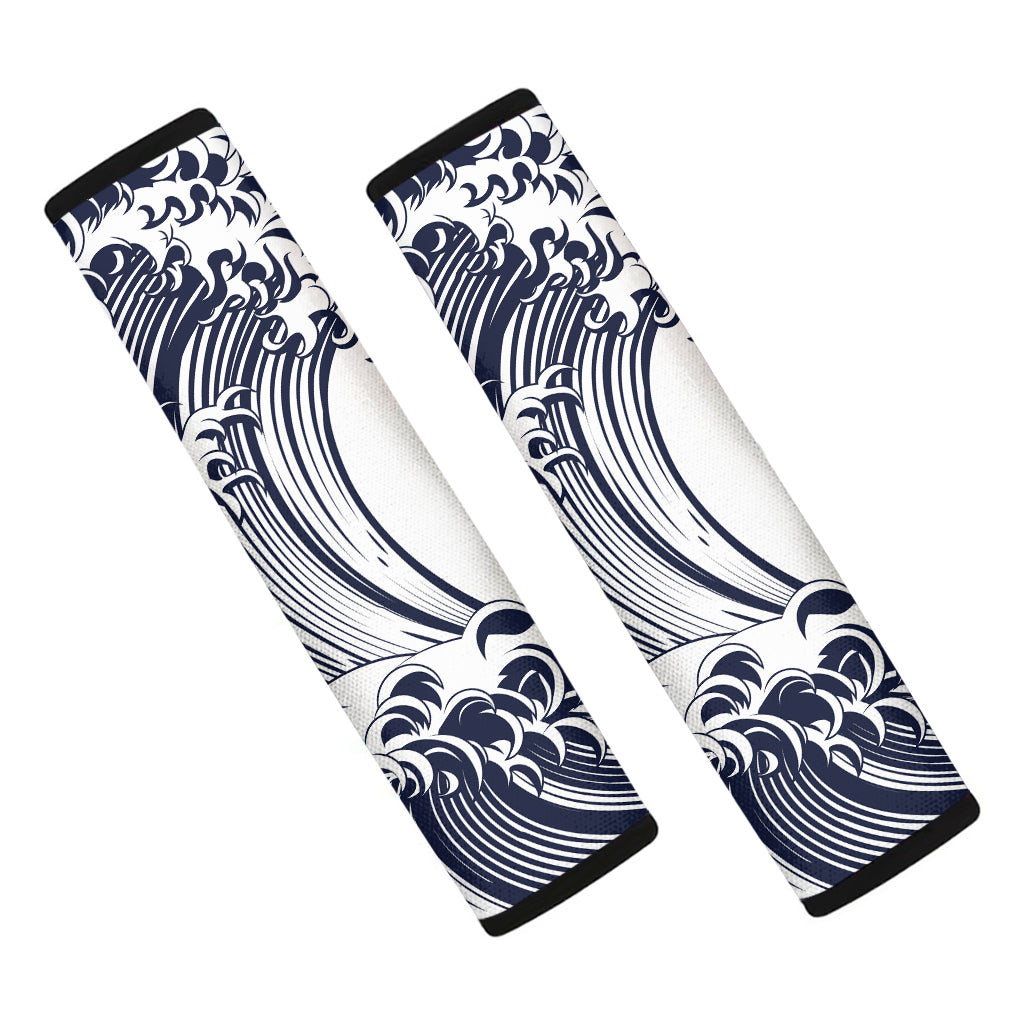 Japanese Kanagawa Wave Print Car Seat Belt Covers