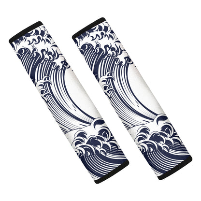 Japanese Kanagawa Wave Print Car Seat Belt Covers
